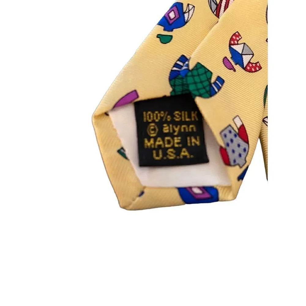 Alynn neckwear racing colors, novelty, Jackie yellow tie, 100% silk